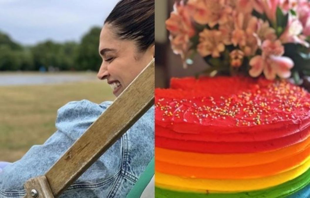 Colorful birthday cake made by Deepika for colorful Ranvir
