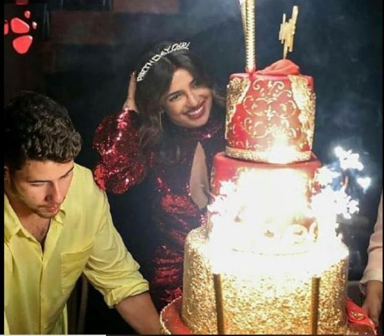 Priyanka cut her birthday cake wearing this trendy dress!