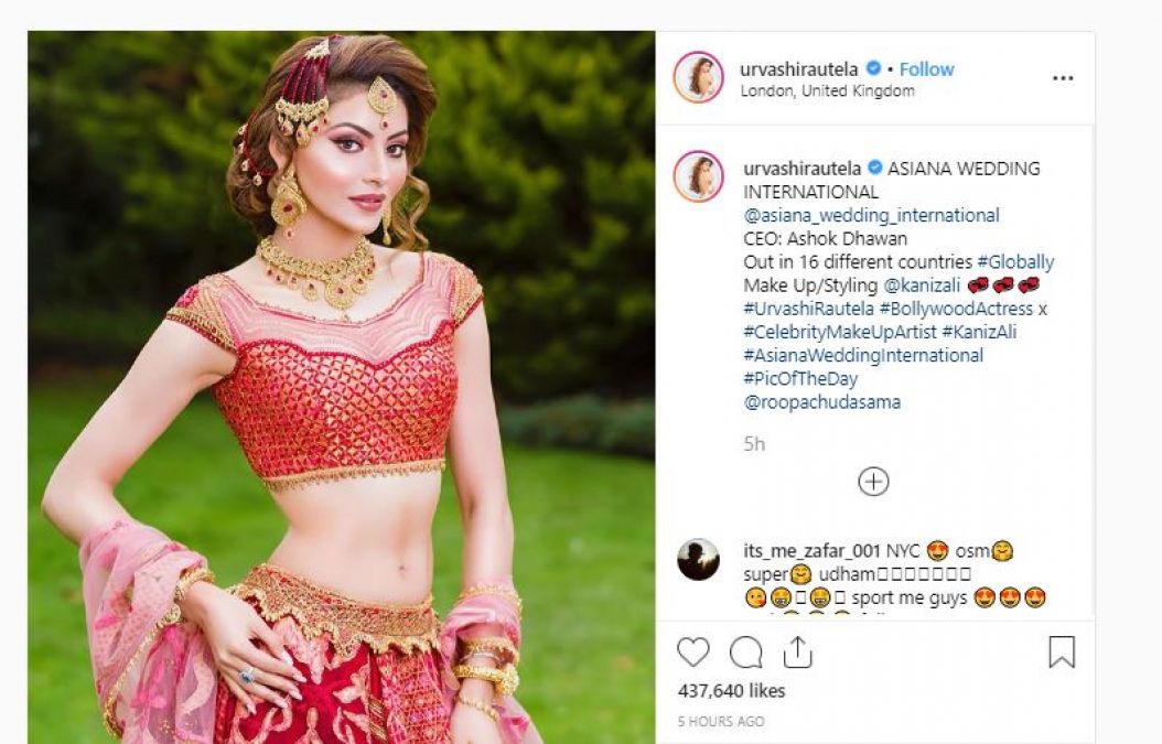Urvashi looks stunning in Red Lehenga, check out photo here