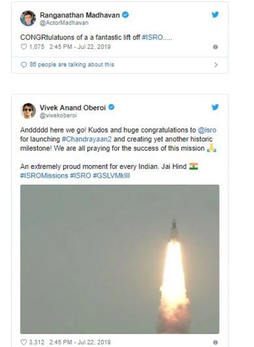 Bollywood also lauded ISRO's work, Salut at the launch of Chandrayaan-2