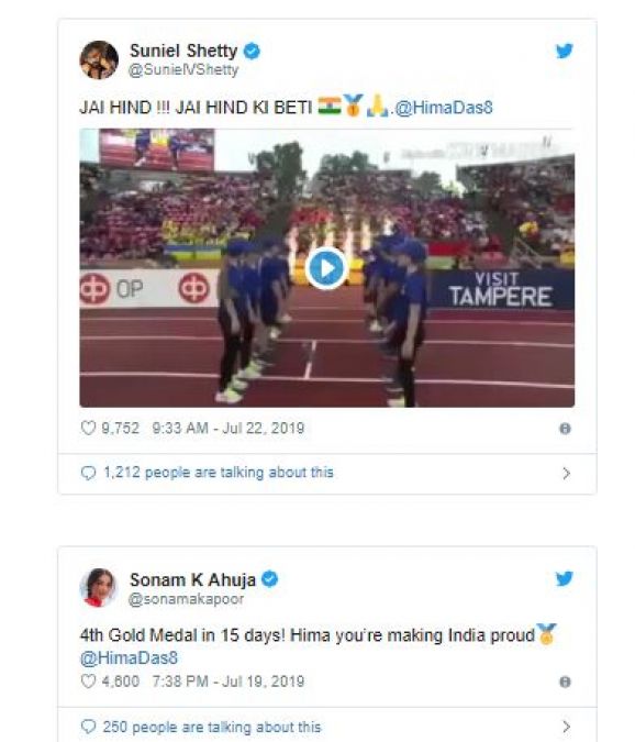 Hima Das created History, Bollywood did salute 19-year-old daughter