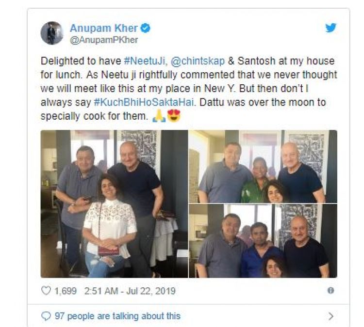 Rishi Kapoor, Neetu Singh Enjoy 'Great' Indian Food at Anupam Kher's House