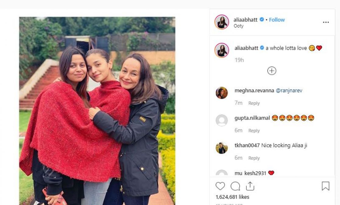 Alia shared a special photo with mother-sister; both sisters were draped in a red shawl