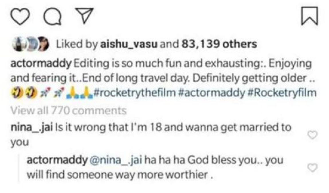 18-Year-Old Girl proposes Madhavan for Marriage, Actor Responds like this!