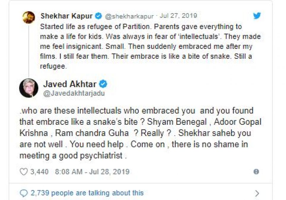 Javed Akhtar outburst on Shekhar Kapoor and said this...