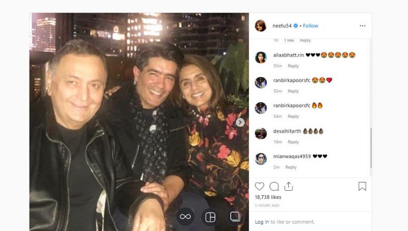 Manish Malhotra meets Rishi Kapoor and Neetu in the US