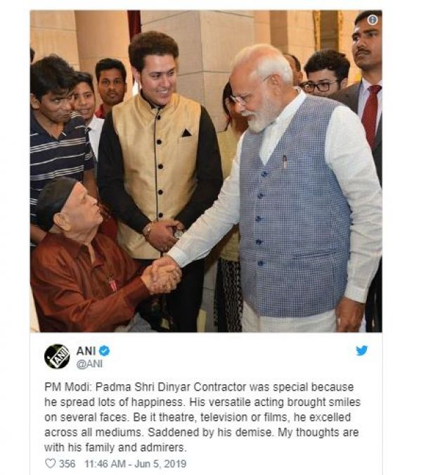 PM Modi Condoles the demise of the veteran actor Dinyar Contractor