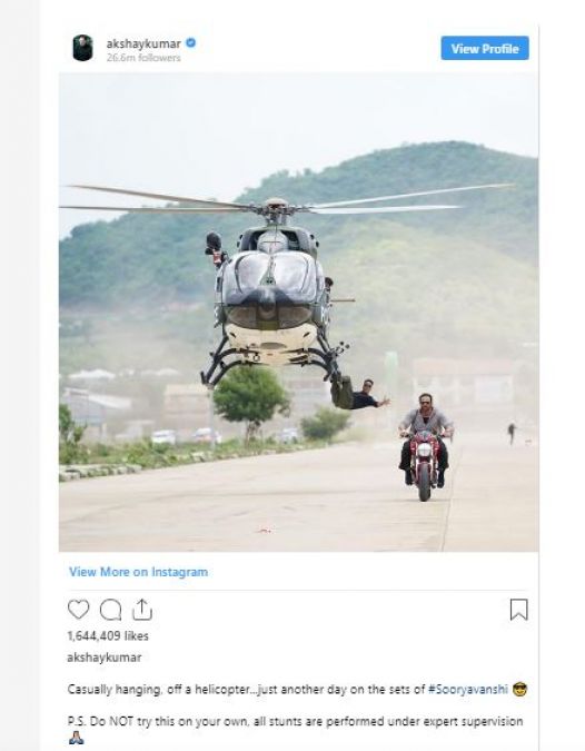 हेलीकॉप्टर पर लटके नजर आए अक्षय कुमार, खतरनाक स्टंट देख थम जाएगी सांसें