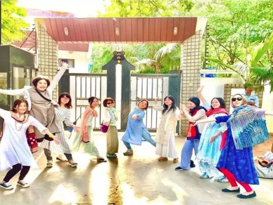 Japanese fans danced and clicked photos outside Prabhas residence