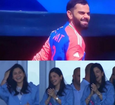 भारत के जीतते ही खुशी से झूम उठी अनुष्का शर्मा, वायरल हुआ VIDEO