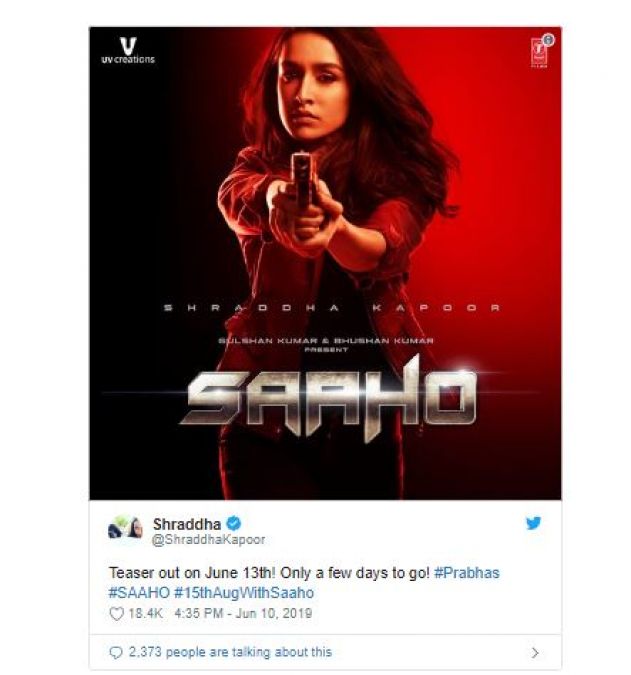 The teaser of Saaho will come on this day!