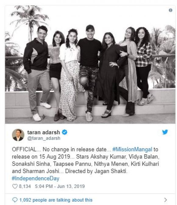 Akshay's ' mission Mangal ' all set to hit the box office with Prabhas' Saaho