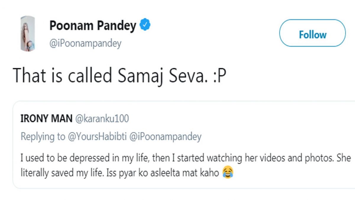 Poonam's sexy photo and video saved a man's life!