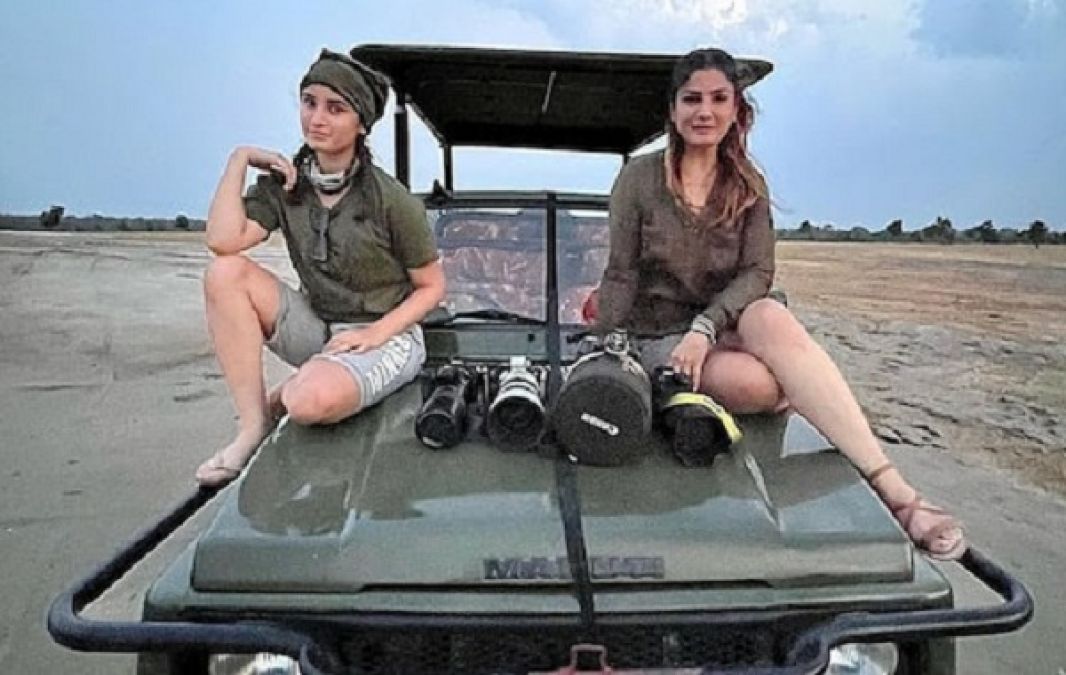 Raveena goes out on a jungle safari with daughter