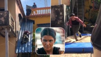 Samantha Akkineni gave this amazing scene without the help of stunt man video of the shooting surfaced