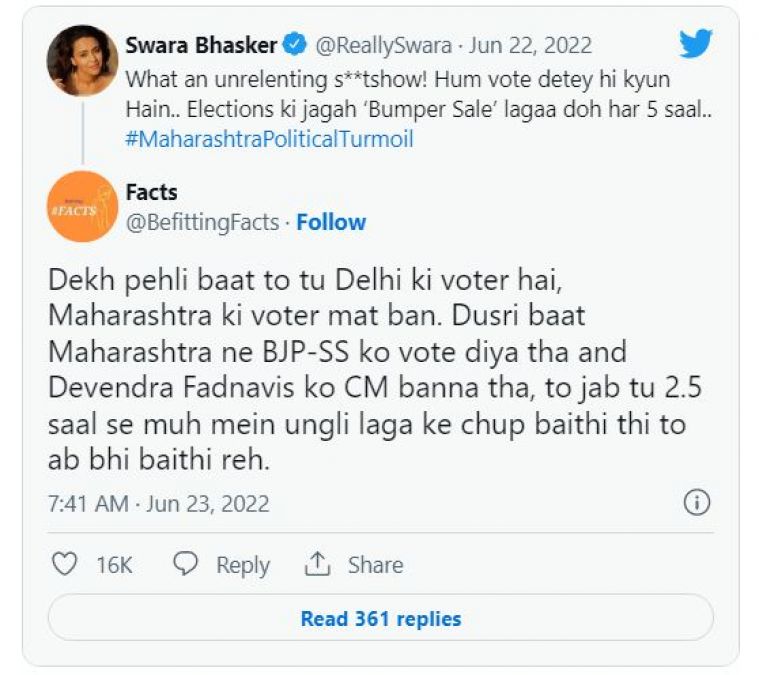 The actress was trolled for saying 'there is a bumper sale in Maharashtra politics'