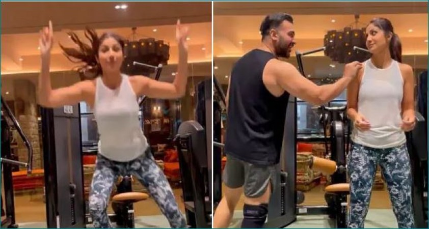 Video: Shilpa Shetty was exercising, husband says something that she started doing Bhangra