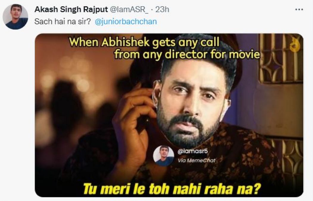 The user trolled and said Abhishek Bachchan - 'Hey man, I liked your bio'