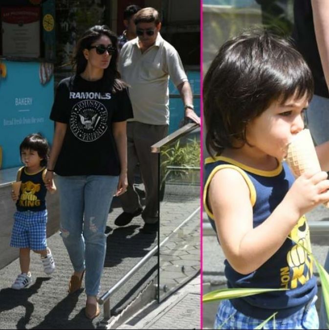 Taimur seen enjoying ice cream with Kareena Kapoor