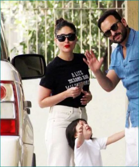 Saif Ali Khan and family pose for paparazzi, see cute pictures here