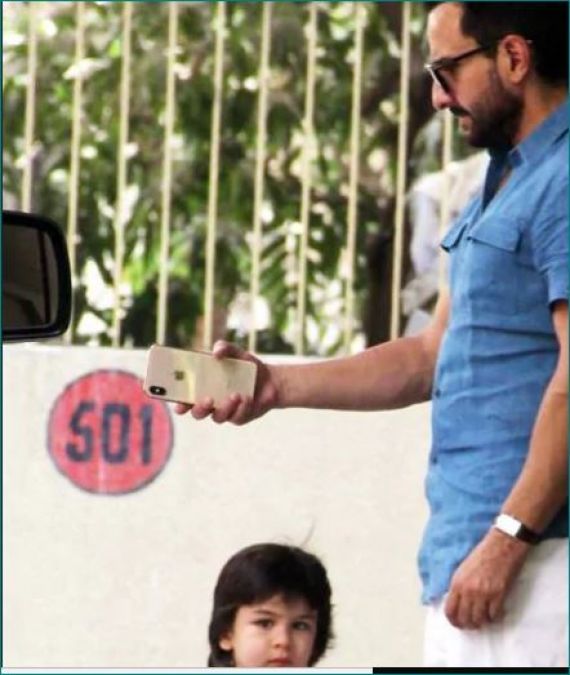 Saif Ali Khan and family pose for paparazzi, see cute pictures here
