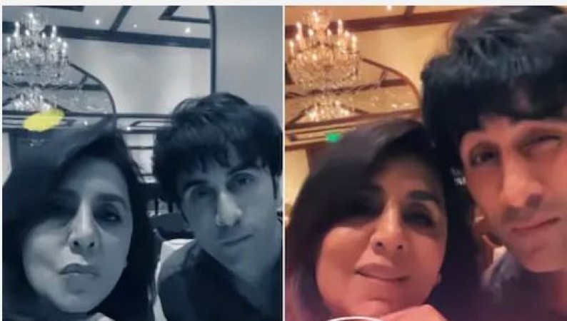 Video: Ranbir Kapoor seen blowing a feather in air with his mother, know what's the matter?
