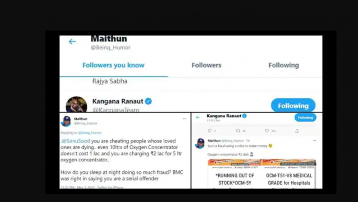 Sonu Sood is a fraud and cheater, Kangana Ranaut likes user's tweet