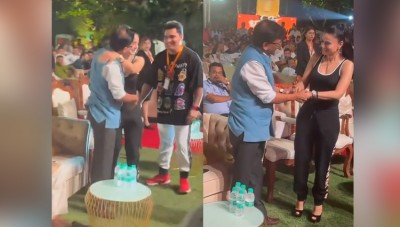 This actress put her hand in Sanjay Raut's hands and hugged him, video goes viral