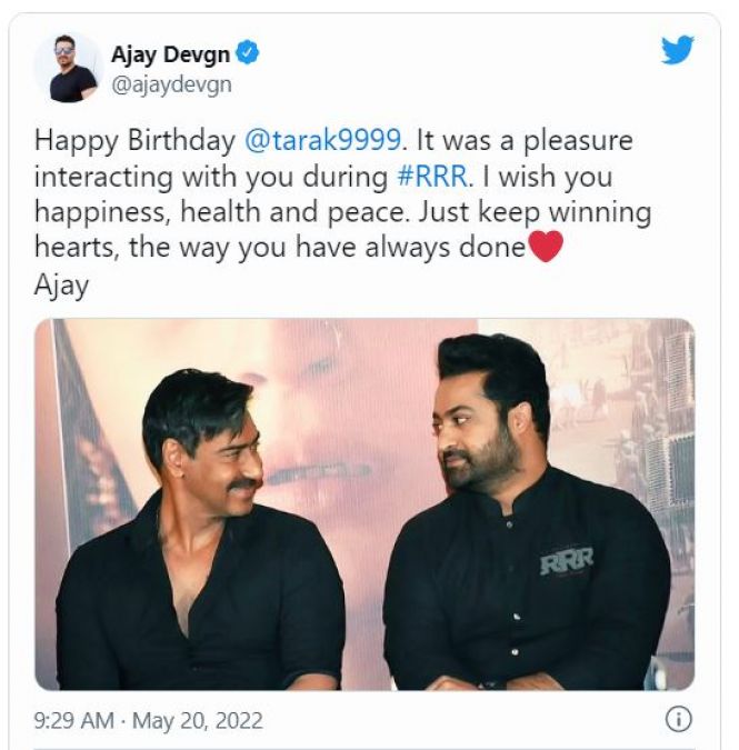 अजय देवगन ने दी जूनियर एनटीआर को जन्मदिन की शुभकामनाएं