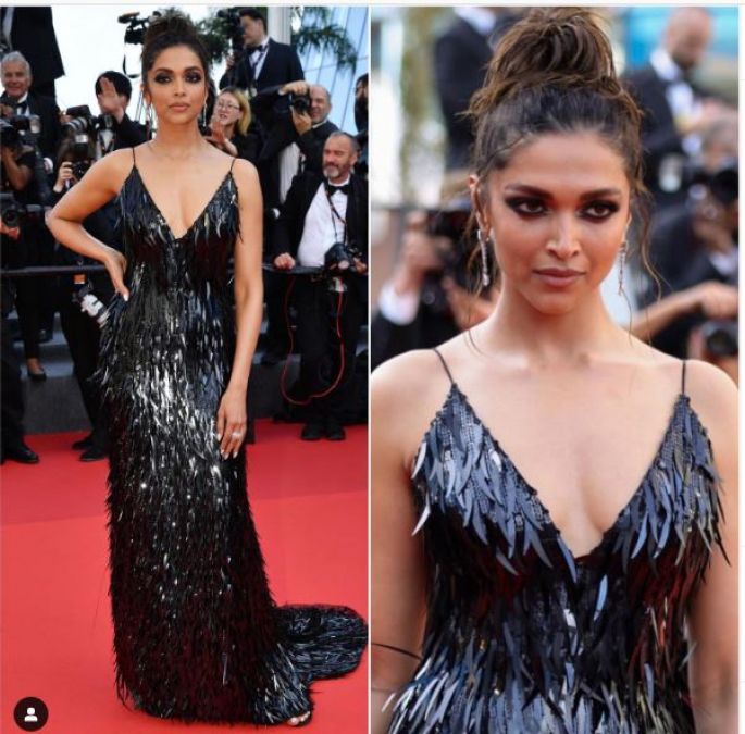 Cannes 2022: Deepika arrives in a black shimmery gown to flaunt her beauty