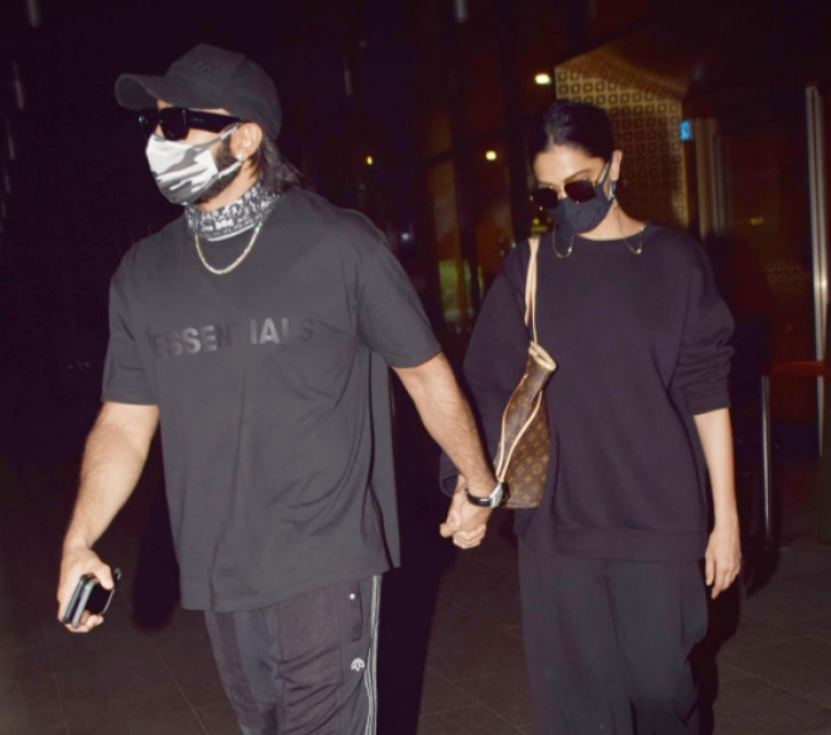 Deepika, Ranveer snapped in stylish look at airport returning from Bengaluru