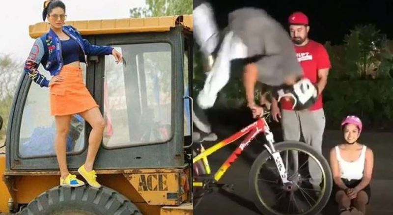 JCB के बाद अब साईकिल के साथ छाईं सनी लियोन, VIDEO को मिले 16 लाख व्यू