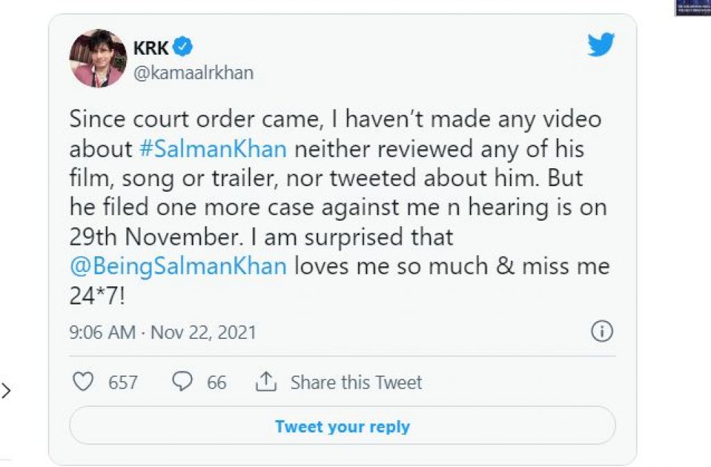 Salman Khan registers case against KRK