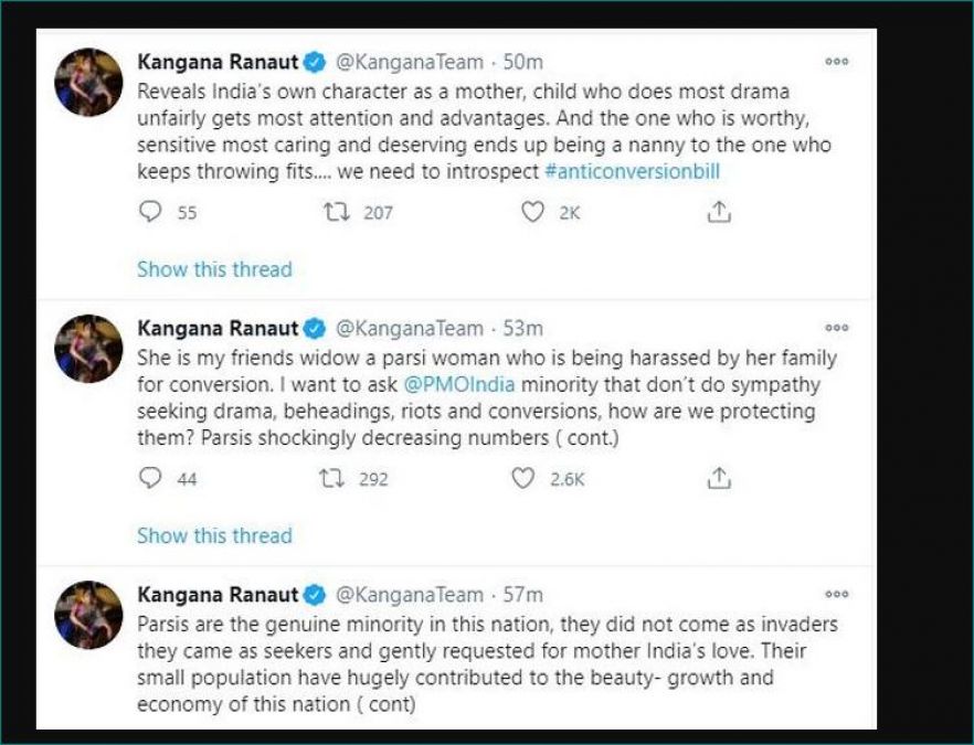 Kangana Ranaut reaches out to PM Modi after Wajid Khan's wife talks about in-laws harassing her to convert