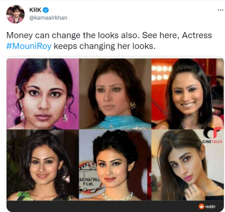 Sharing Mouni Roy pictures, KRK said- Money can also change looks