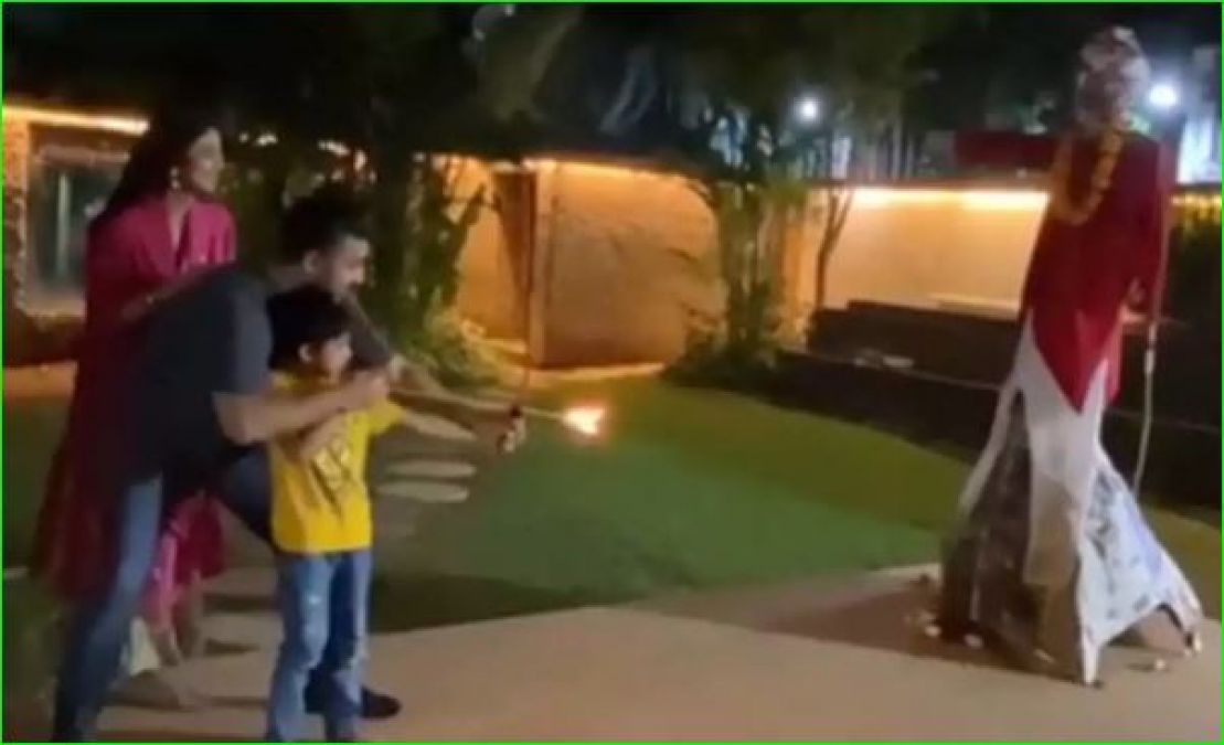 Shilpa Shetty did Ravan Dahan with husband and son, video going viral