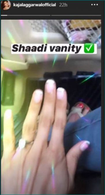 Kajal Aggarwal flaunts her engagement ring