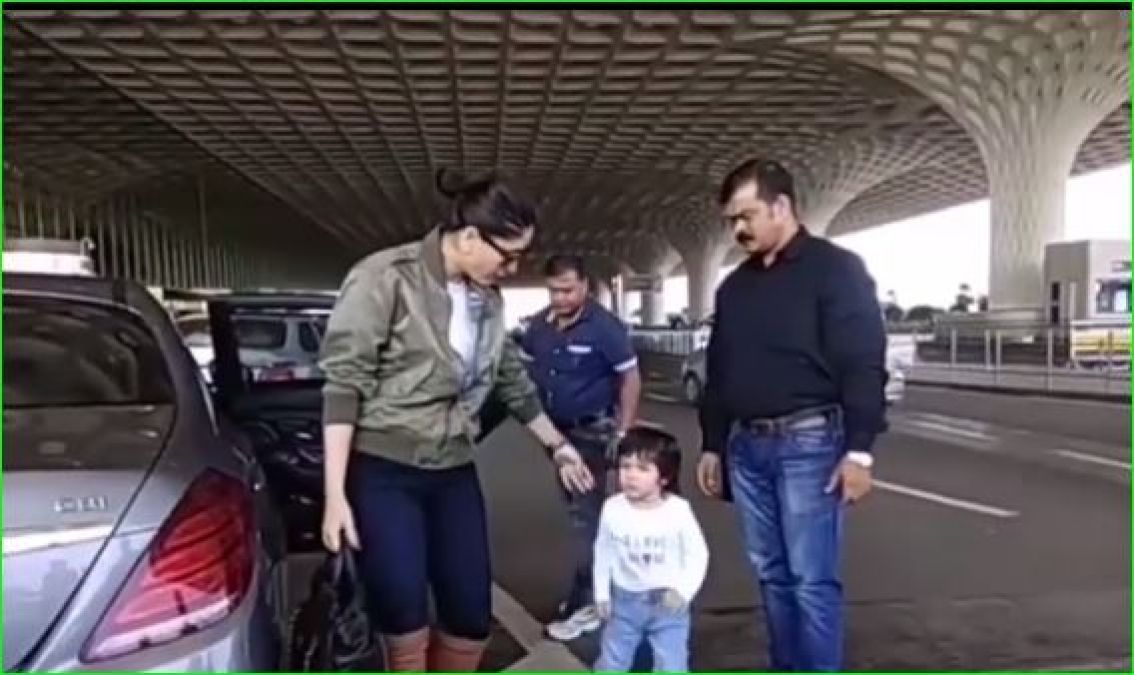 Video: Taimur flashes on mother Kareena at the airport, angrily walks out...