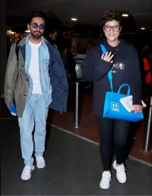 Ayushman returns after vacation with wife, airport look viral!