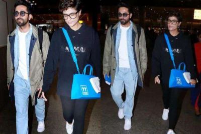 Ayushman returns after vacation with wife, airport look viral!
