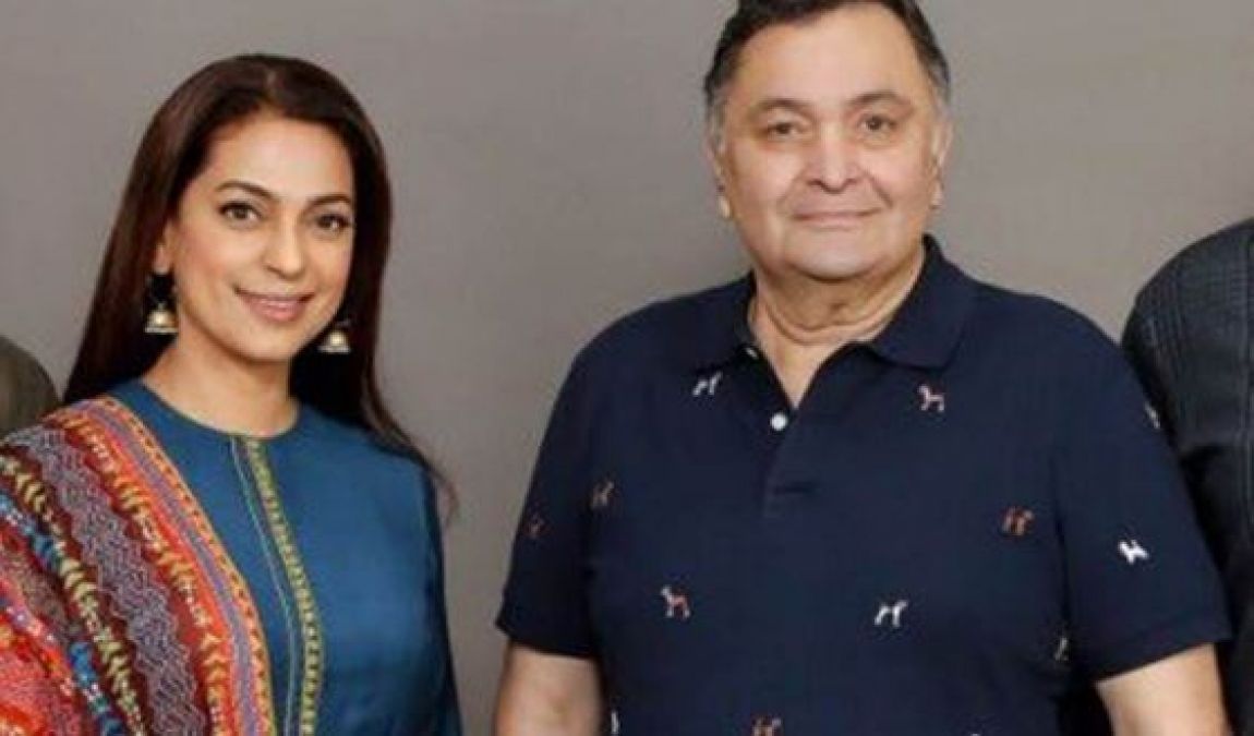 Juhi Chawla along with her husband went to NewYork to meet Rishi Kapoor