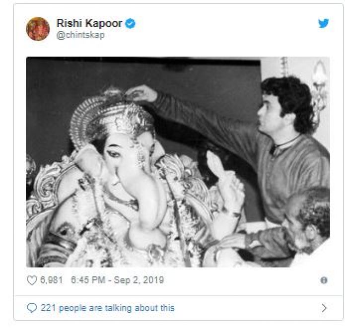 Rishi Kapoor shares throwback picture of Ganesh Utsav from NewYork