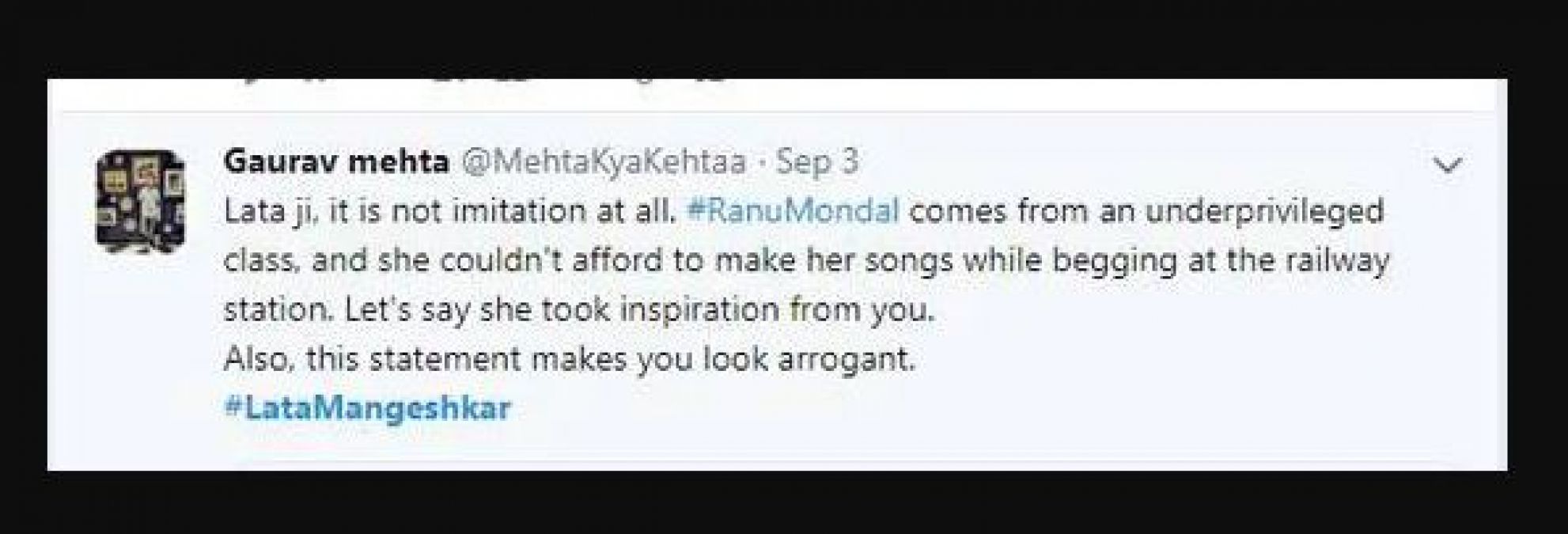 Lata Mangeshkar calls Ranu Mondal as an imitator, Jealous