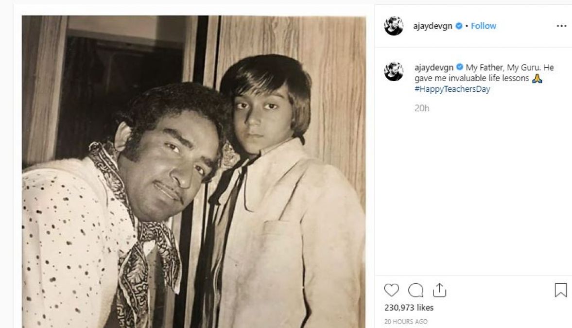 Ajay remembers father Veeruu on Teachers' Day, Shares childhood picture