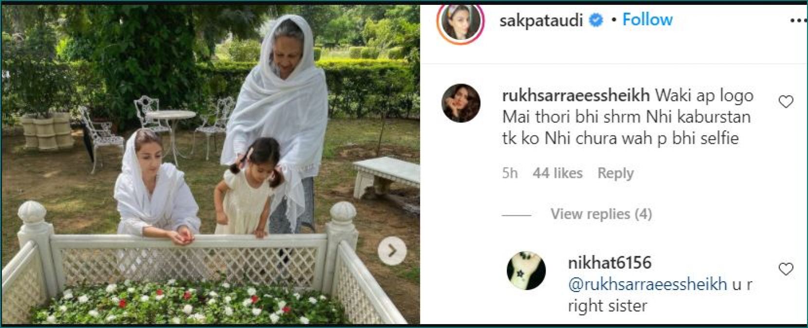 Soha Ali Khan trolled for visiting Abbu's grave