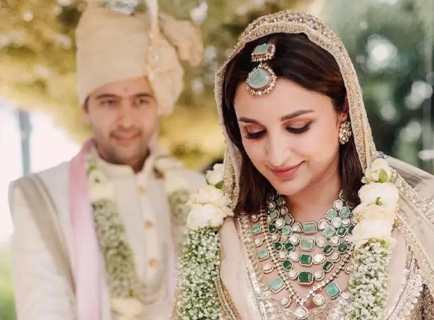 शादी में परिणीति चोपड़ा ने पहना बेशकीमती 'हरे पत्थर' से बना हार, कीमत जानकर उड़ जाएंगे होश