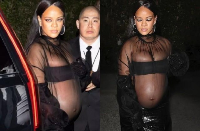 Rihanna wreaks havoc with a glamorous look at the after-Oscar party