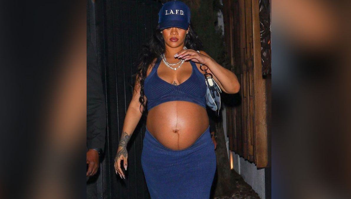 Rihanna flaunts baby bump in crop top skirt, once again seen with boyfriend