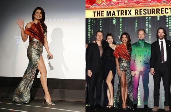 Photos: Priyanka Chopra stuns in shimmery thigh-high slit gown at the premiere of The Matrix Resurrections