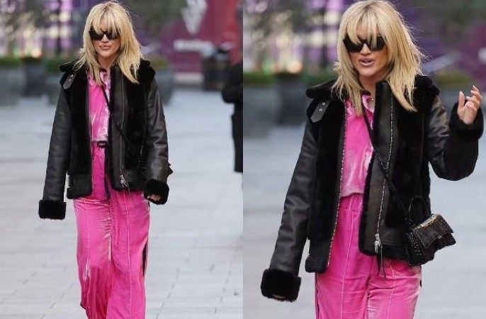 Ashley Roberts spotted in a black jacket with a pink dress, looked gorgeous